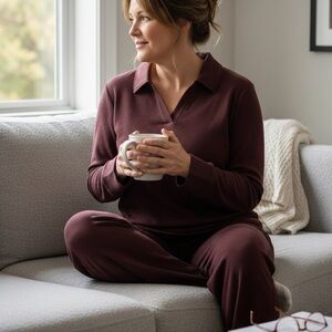 Cuddl Duds Women's Deep Brown Pajama Set